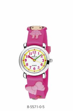 Reloj nowley infantil con correa de silicona rosa decorada con muñecas