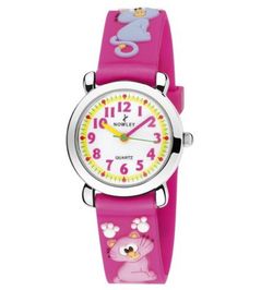 Reloj nowley infantil con correa de silicona rosa decorada con gatitos