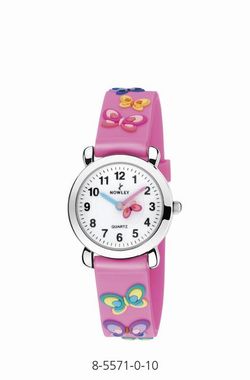 Reloj nowley infantil con correa de silicona rosa decorada con mariposas