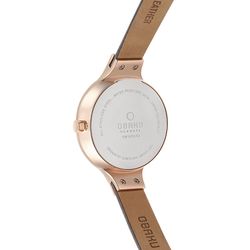Reloj obaku de mujer con caja Ip rosada, correa y esfera en gris