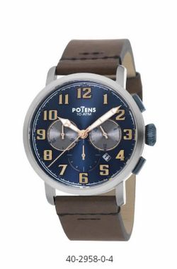 Reloj potens de hombre con correa piel marron
