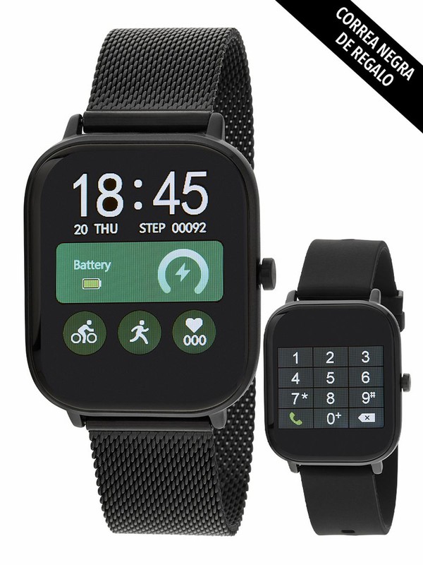 Reloj Smartwatch Marea con correa silicona negra y esterilla rosada —  Miralles Arévalo Joyeros