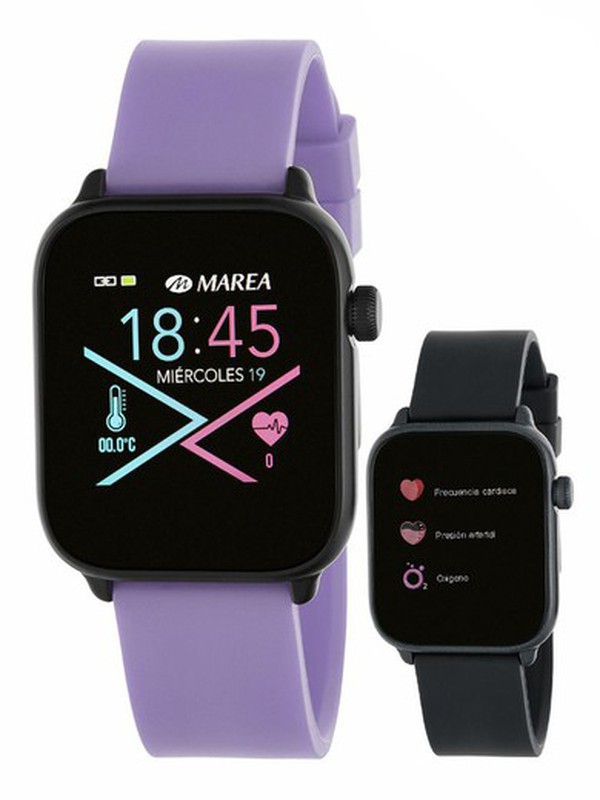 Reloj Smartwatch Marea con correa silicona negra y esterilla rosada —  Miralles Arévalo Joyeros