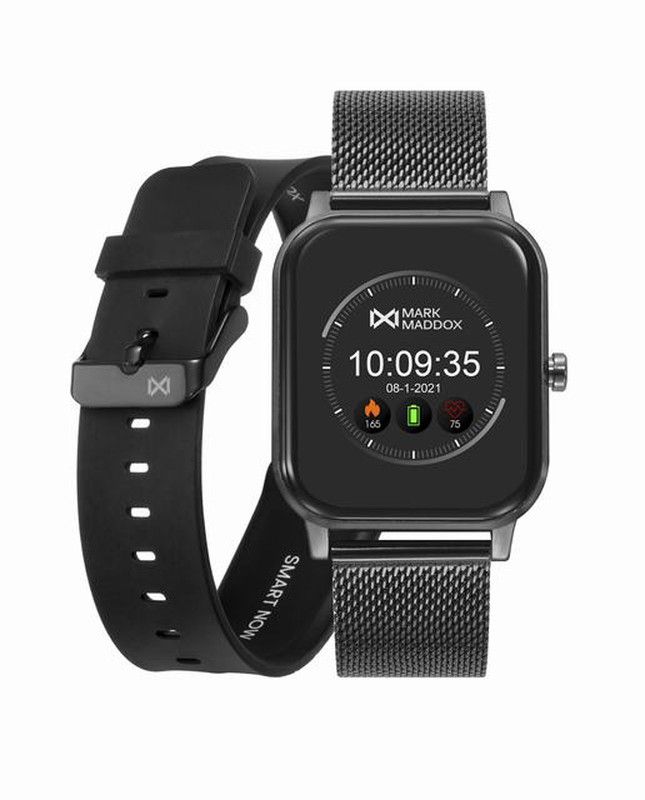 Reloj Smartwatch rectangular negro con correa de silicona y esterilla ...