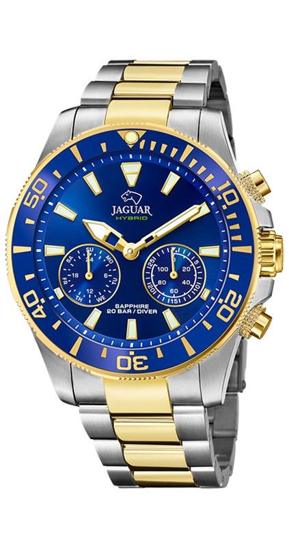 Reloj suizo Híbrido Jaguar bicolor con esfera azul