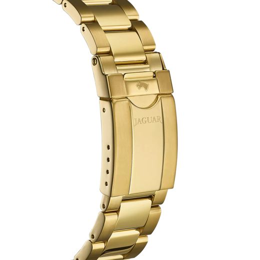 Montre Suisse Jaguar en acier doré avec cadran noir