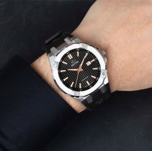 Reloj suizo Jaguar J1010 con correa de caucho negra