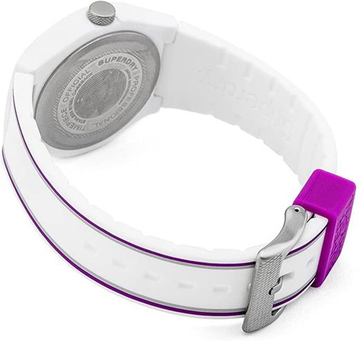Reloj superdry de mujer con correa blanca y raya lila