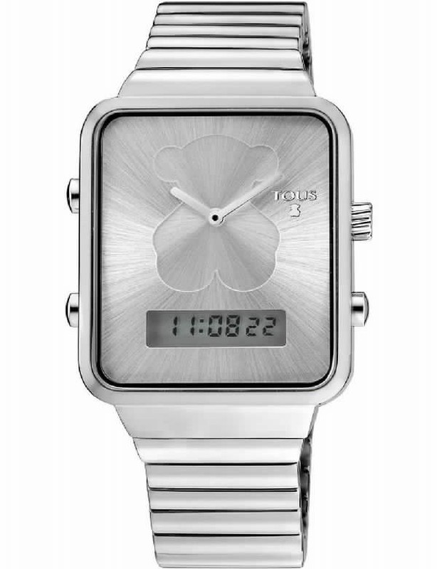 Reloj Tous digital rectangular en acero y esterilla — Miralles