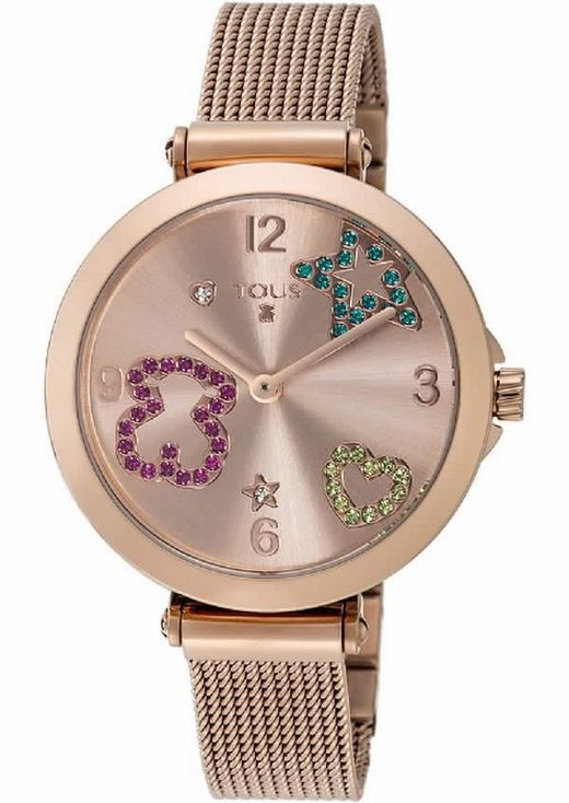 Reloj tous de mujer en acero Pvd rosado con esterilla