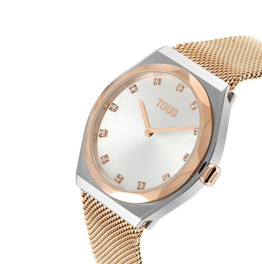 Tous Karat Runde Mesh-Uhr in Rosa