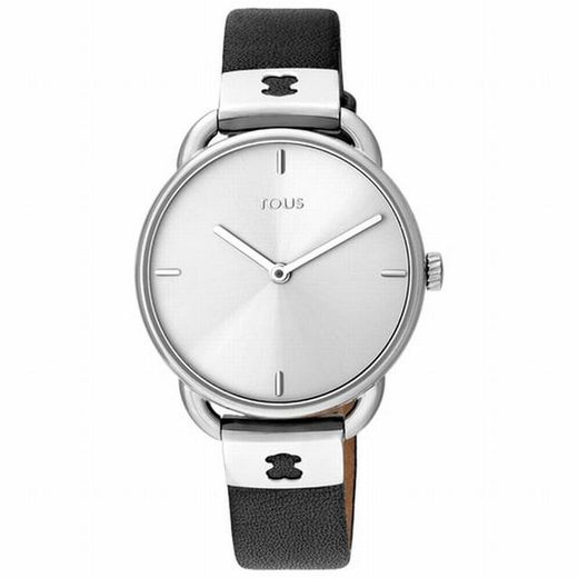 Reloj Tous Let Leather acero y correa negra