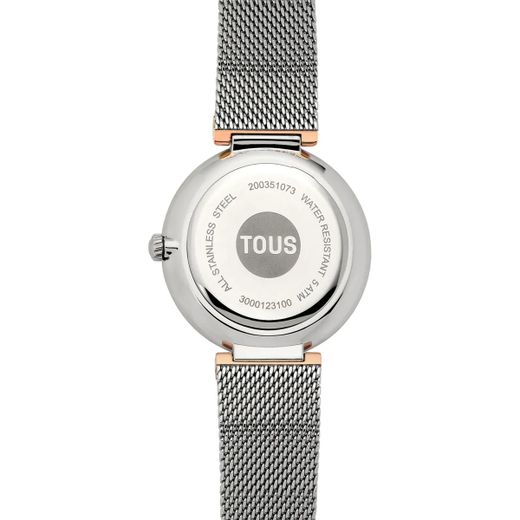 Reloj Tous S-Mesh esterilla con esfera espejo combinado rosado