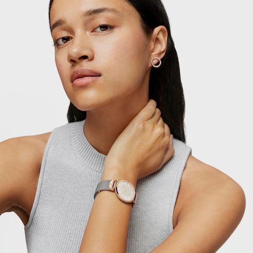 Zweifarbige Tous S-Mesh Uhr in Rosa