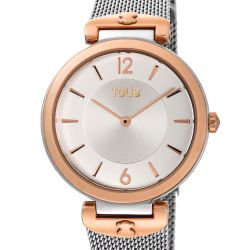 Zweifarbige Tous S-Mesh Uhr in Rosa