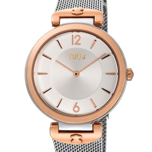 Zweifarbige Tous S-Mesh Uhr in Rosa