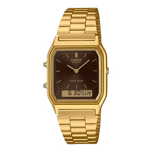 Reloj unisex Casio analógico-digital AQ-230 Gold Brown