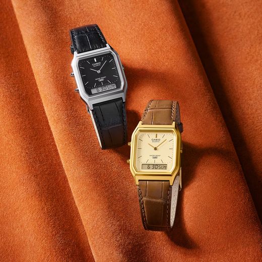 Reloj unisex Casio analógico-digital AQ-230 Gold Brown