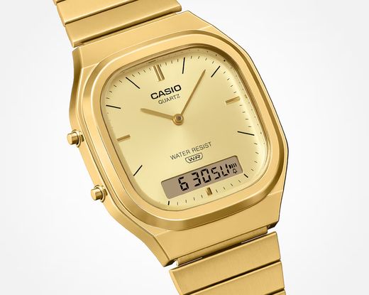 Casio Unisex Analog-Digital-Uhr AQ-240 Gold