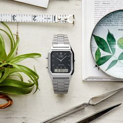 Casio schwarze analog-digitale Unisex-Uhr