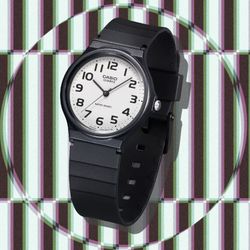 Montre unisexe Casio MQ-24, noire, cadran blanc, grands chiffres