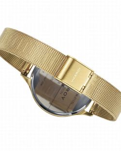 Reloj de mujer acero Ip dorado con esfera transparente
