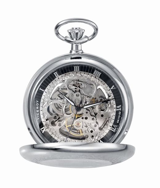 Reloj de hombre de bolsillo con maquinaria vista