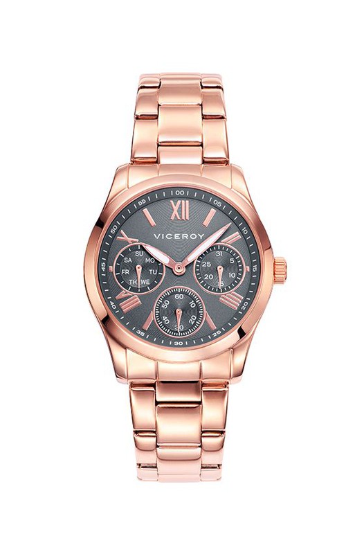 Reloj de mujer combinado en acero, acero IP rosado y detalles en rosa —  Miralles Arévalo Joyeros