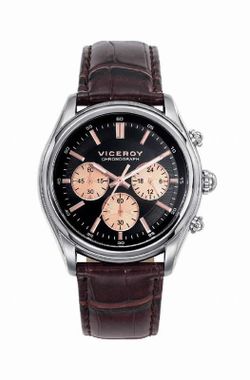 Reloj de hombre con correa marron, cronógrafo