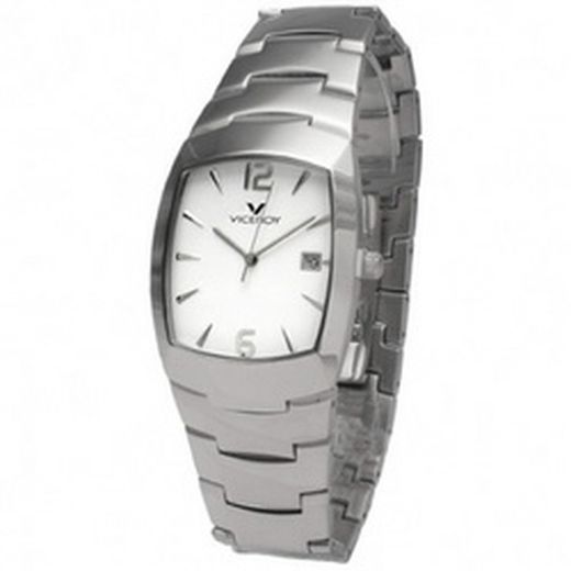 Reloj rectangular de hombre en acero.