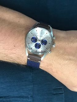 Reloj Viceroy hombre con correa combinada en nylon azul y piel marron.