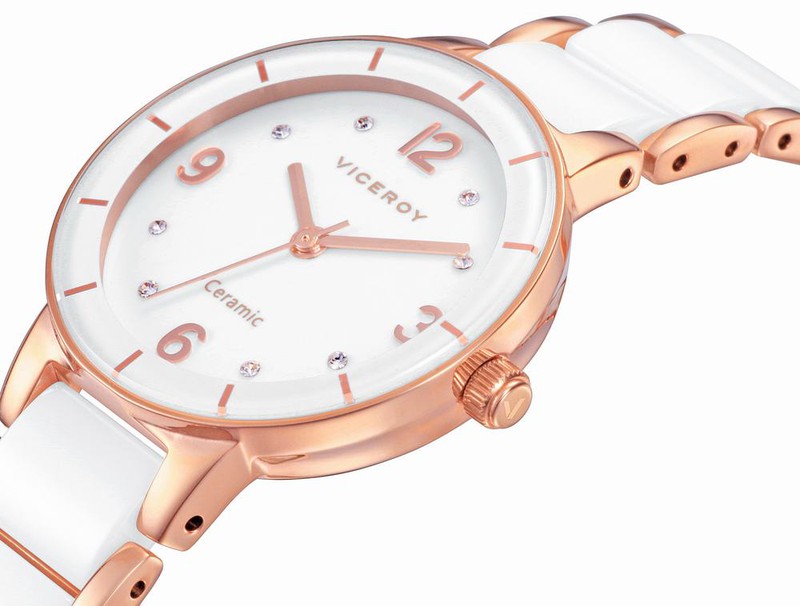 Reloj de mujer combinado en acero, acero IP rosado y detalles en rosa —  Miralles Arévalo Joyeros