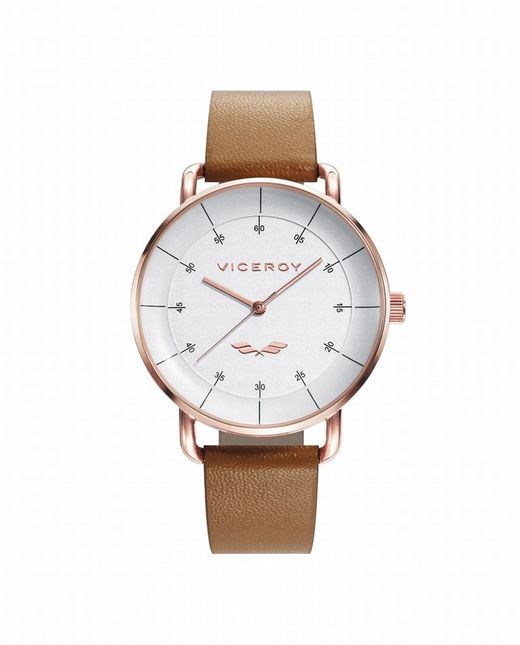 Reloj de mujer con correa marron y caja IP rosa