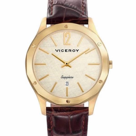 Reloj Viceroy de hombre con correa de piel marron y cristal zafiro