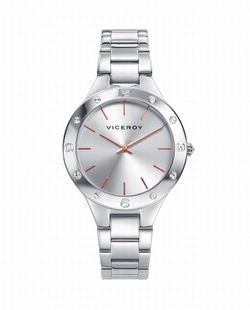Reloj Viceroy acero mujer, signos y aguja en rosado