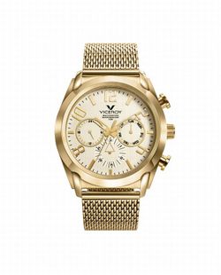 Herrenuhr aus goldenem IP-Stahl, multifunktional