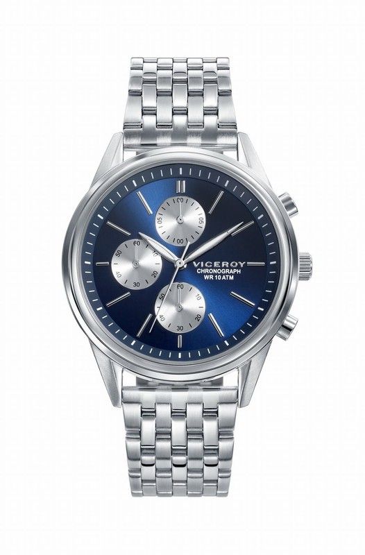 Reloj Viceroy hombre acero, cronógrafo esfera azul 401123-37