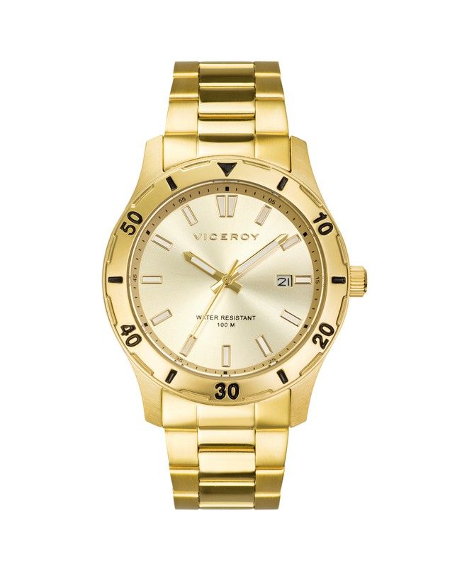 Reloj Viceroy hombre en acero Ip dorado con esfera dorada 401131