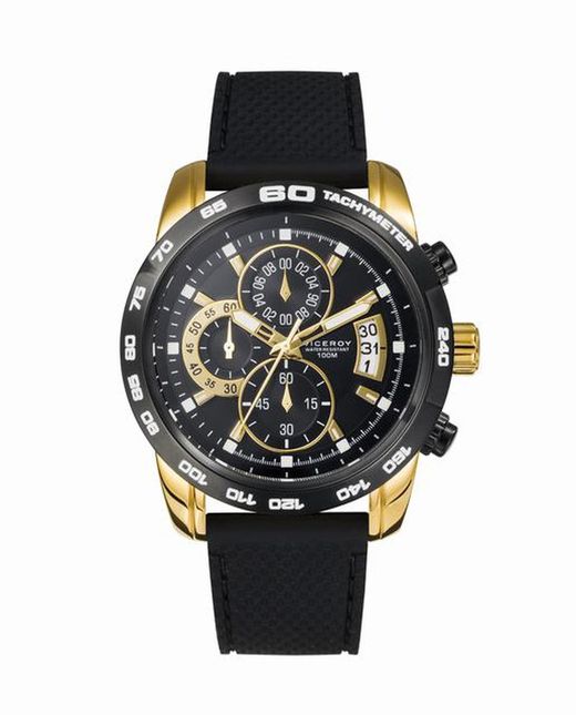 Reloj Viceroy hombre Ip dorado con correa de silicona