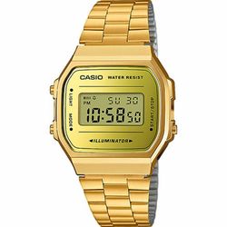 Montre Casio vintage en or avec cadran effet miroir doré
