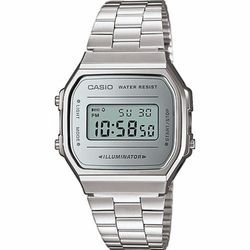 Reloj vintage Casio plateado con esfera plateada efecto espejo