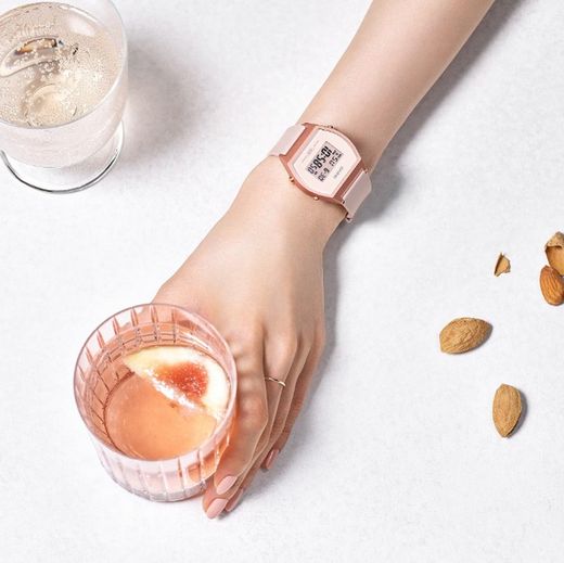 Montre En Silicone Intemporelle Vintage Tout Rose