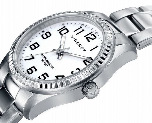 Relógio feminino Viceroy com pulseira de aço e luneta detalhada