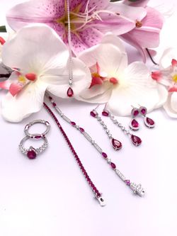 Pulsera Riviere en plata de ley Red