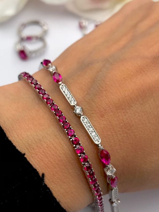 Pulsera Riviere en plata de ley Red