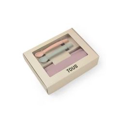 Set de Babero y dos cucharas Tous Baby Food Kit Rosa