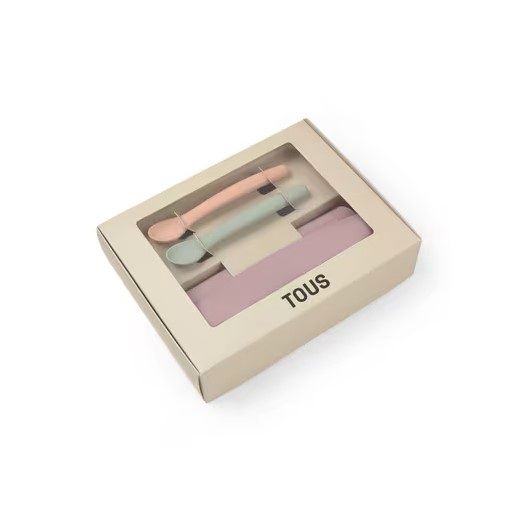 Set de Babero y dos cucharas Tous Baby Food Kit Rosa