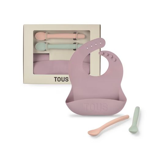 Set de Babero y dos cucharas Tous Baby Food Kit Rosa
