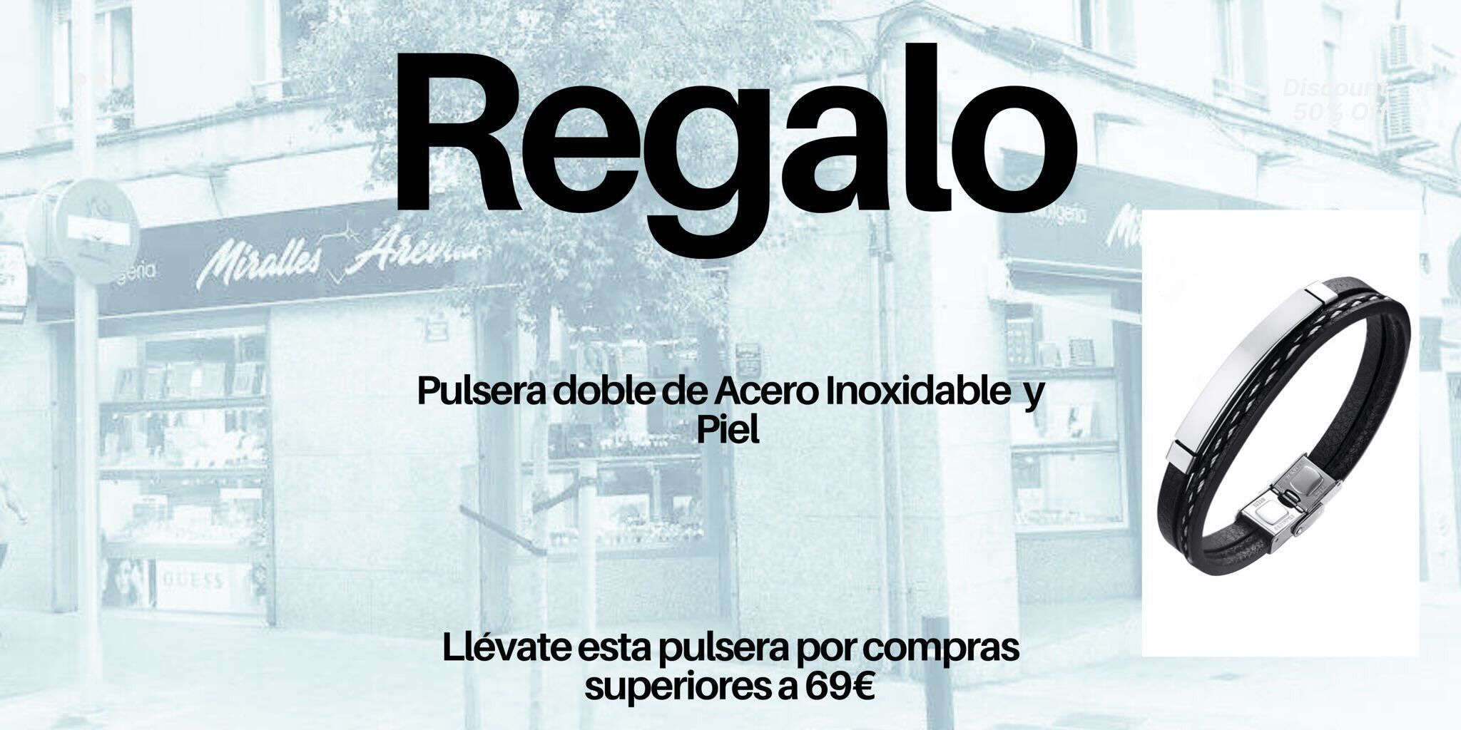 Regalo Pulsera doble de acero inoxidable pedidos superiores a 69€
